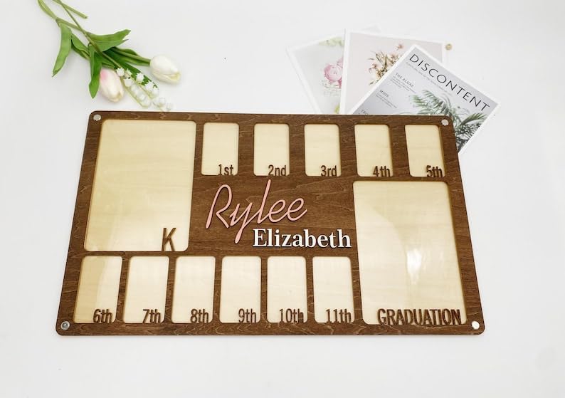 Grades 1-12 School Year by Year School Keepsake, Student Memories, K-12 School Photo Frame, Grad Party Picture Frame, White