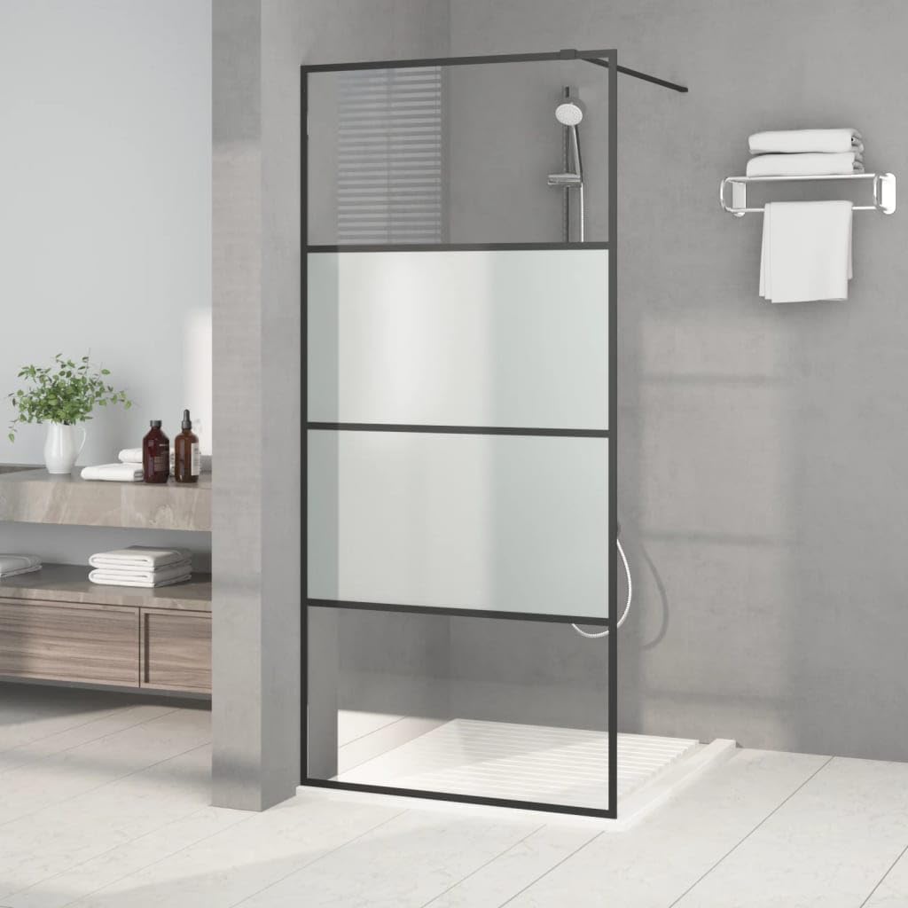 Mampara de ducha de cristal templado semimate, 5 mm, 90 x 195 cm, 4 paneles con perfil ajustable y protección contra salpicaduras