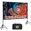 Schermo proiettore con treppiede da 100 pollici per esterni – LEORFI Schermo proiettore portatile con borsa, leggero, proiezione interna frontale/posteriore - Schermo cinematografico 16:9 4K HD con