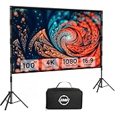 Schermo proiettore con treppiede da 100 pollici per esterni – LEORFI Schermo proiettore portatile con borsa, leggero, proiezione interna frontale/posteriore - Schermo cinematografico 16:9 4K HD con