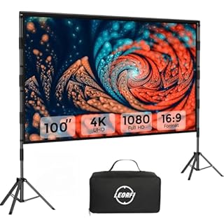 Schermo proiettore con treppiede da 100 pollici per esterni – LEORFI Schermo proiettore portatile con borsa, leggero, proiezione interna frontale/posteriore - Schermo cinematografico 16:9 4K HD con