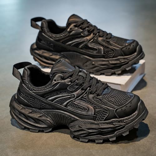 Mens Fashionable Chunky Platform Sneakers lace up Casual Non Slip Shoes Suitable for Walking Driving Work and Daily use2