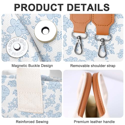 Image of Canvas Tote Bag for Women with Pockets Crossbody Bag Tote Shoulder Handbags Casual Work Bags Everything Tote Bag