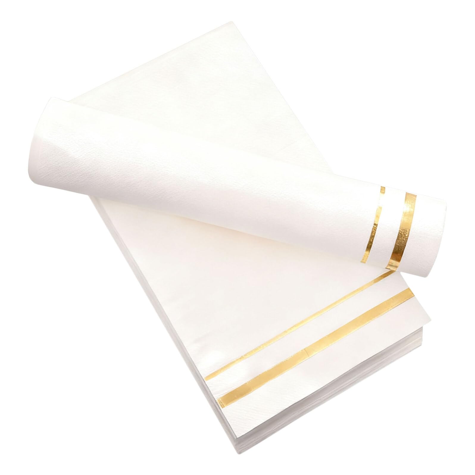100 Stück Goldrand Servietten 100 Stück Weiß Einweg Servietten aus Dickem Tissue für Hochzeit Party Festliche Dinner