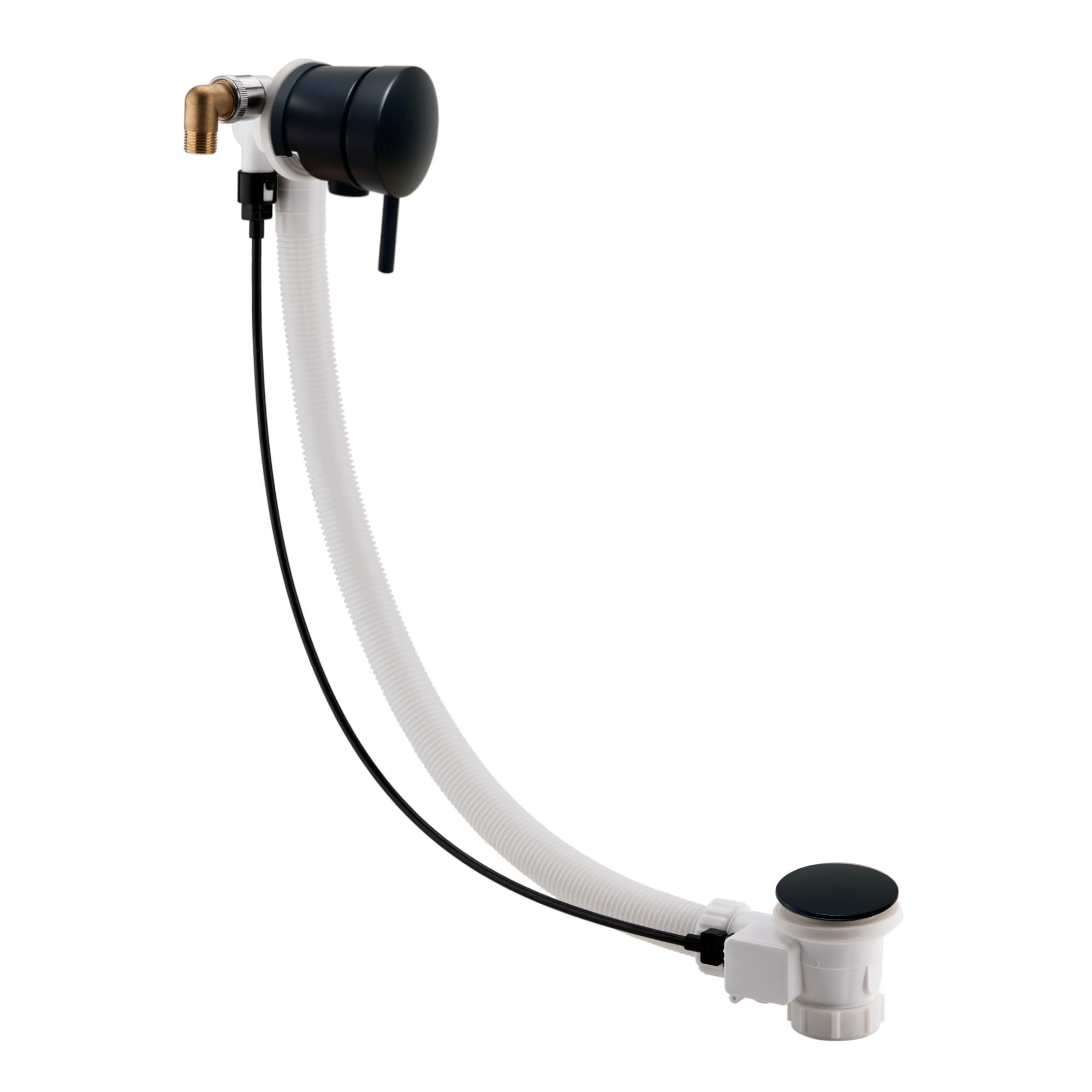 ENKI, W48, Freeflow Bath Filler Waste and Overflow, Bath Filler Tap, with Pop Up Bath Waste, Matte Black