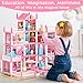 4 Stories Doll House for Girls, DIY Dollhouse Accessories Playhouse with Furniture and 11 Rooms, Pretend Play House with Lights for Kids, Portable Building Dolls Playset Toys Kit Gift for Ages 6+