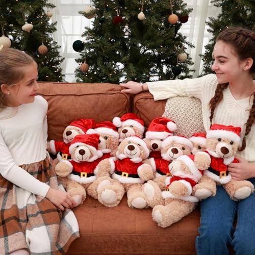 MaoGoLan 10 Pack Christmas Teddy Bears Stuffed Animal 14'' Plush Bear with Classic Santa Outfits - Removable Shirt & Hat Fit Most Small Plush Toys Christmas Decorations Gifts by MaoGoLan - Image 3