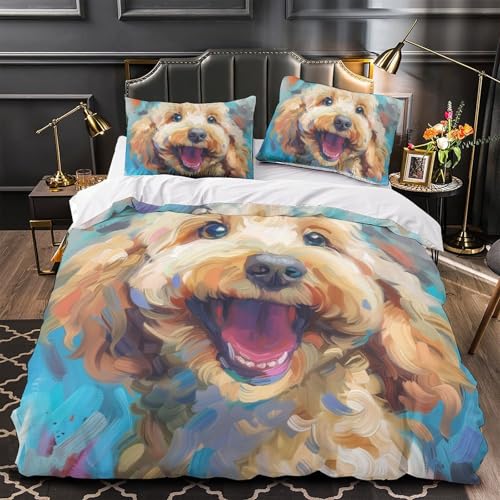 Housse de couette Caniche 3D microfibre 220x240cm lit adolescent - 4