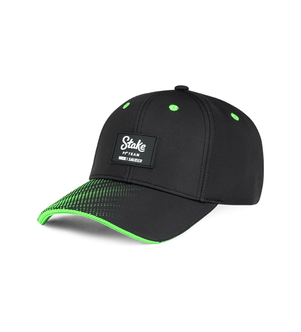 Stake F1 Kick Sauber Offizielles Team Kinder Baseball Cap 2025 Schwarz Grün Verstellbar, schwarz / grün, Einheitsgröße