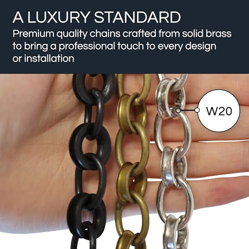 Image of RCH Hardware CH-24-AD-3 Decorative Solid Brass Chain for Hanging, Lighting-Round Welded Links (3 ft /1 Yard) (Acid Dipped)