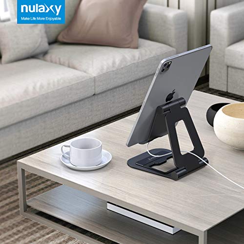 Nulaxy A5 Tablet Stand, Fully Foldable Tablet Holder Cell Phone Stand Compatible with All Tablets and Mobile Phones - Heavy Duty Black - Image 6