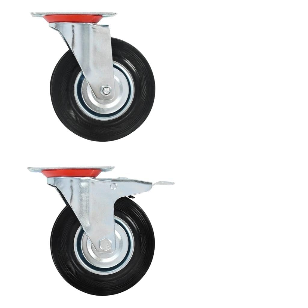 32 ruedas giratorias de goma de 125 mm con revestimiento de zinc de hierro, 16 con frenos, carga máxima de 100 kg, para taller, almacén, industria, carro de transporte, plataforma, banco de