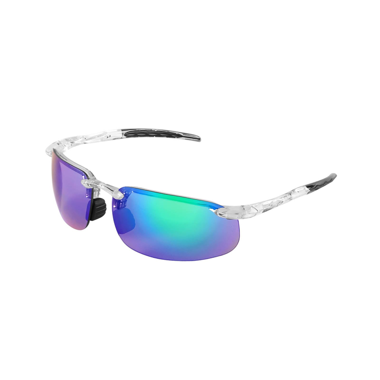 Bullhead Safety Eyewear BH10116AF Swordfish vetro di sicurezza, Black TPR nose and Temples, taglia unica, Crystal Frame/verde lenti a specchio