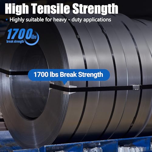 Steel Strapping Coil 3/4\'\' x 0.024\'\' x 200\'-Metal Strapping Banding Roll High Corrosion Resistance with Surface Bluing Process, 1700 lbs Break Strength, Portable Strong for Heavy Duty Pallet Strapping