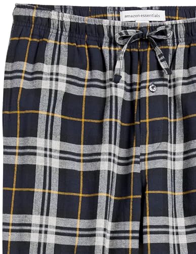 Amazon Essentials Men's Flannel Pajama Pant, Black/Yellow Plaid, X-Large