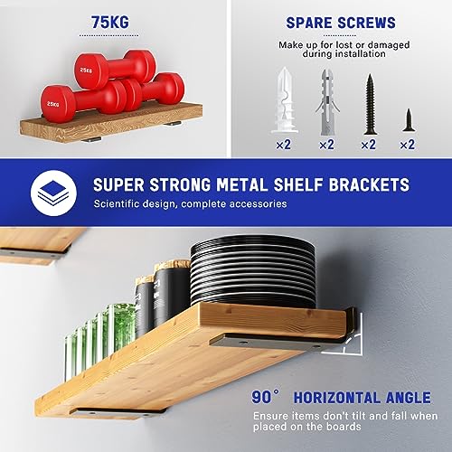 Image of WELDUN 6 Pack Floating Shelf Brackets 8 Inch, Heavy Duty Metal L Brackets for Shelves Support Wall Hanging