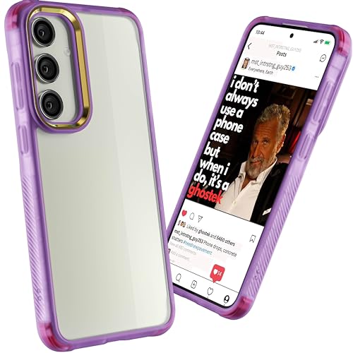 Image of Ghostek Covert Clear Samsung Galaxy S24 Plus Phone Case with Military Grade Shockproof Protection, Non-Slip Grip, Protective Silicone Cover Designed for 2024 Galaxy S24+ (6.7 inch) (Purple)
