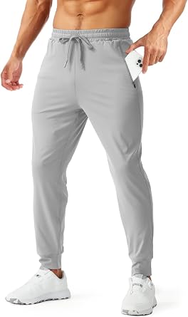 Aolesy Mens Joggers with Zipper Pockets Tapered Workout Sweatpants for Men Athletic Track Pants for Gym Running