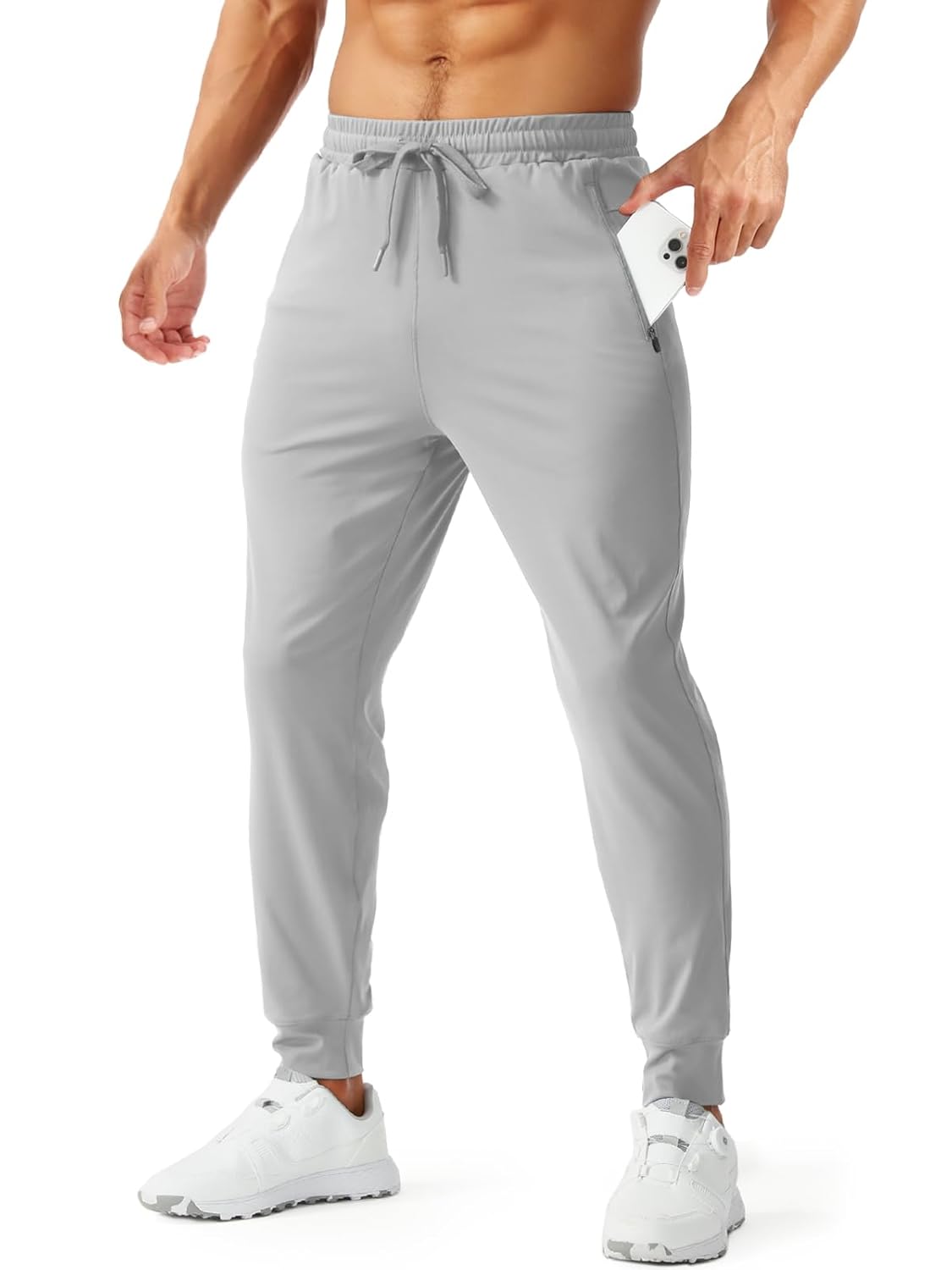 Aolesy Mens Joggers with Zipper Pockets Tapered Workout Sweatpants for Men Athletic Track Pants for Gym Running