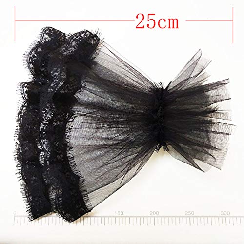 1 Pair Women Wrist Lace Cuffs Floral Embroidery Horn Shaped False Bracelet Sleeves, Black2