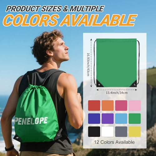 Custom Drawstring Bags with Name Logo Text, Personalized Drawstring Pouch Bulk, Customized Drawstring Bag for Gym, Sports, Events, 13.4”x17”2