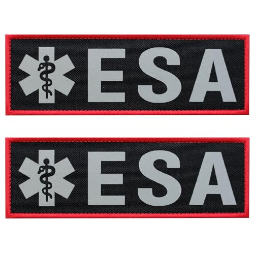 FITZNORA 2 Pcs Reflective ESA Patch with Hook and Loop Fastener, Emotional Support Animal Printed...