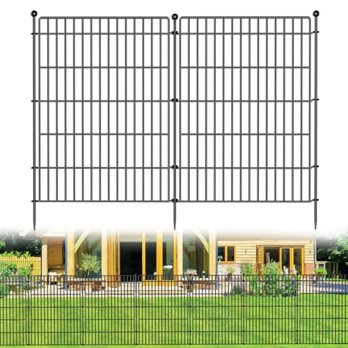 10 Panels No Dig Garden Fence Animal Barrier, 44in(H) × 23.6ft(L) Decorative Metal Outdoor Dog Fence, Rustproof Pet Fencing for Yard, Patio, Flower Bed -Temporary Fencing| Easy to Install