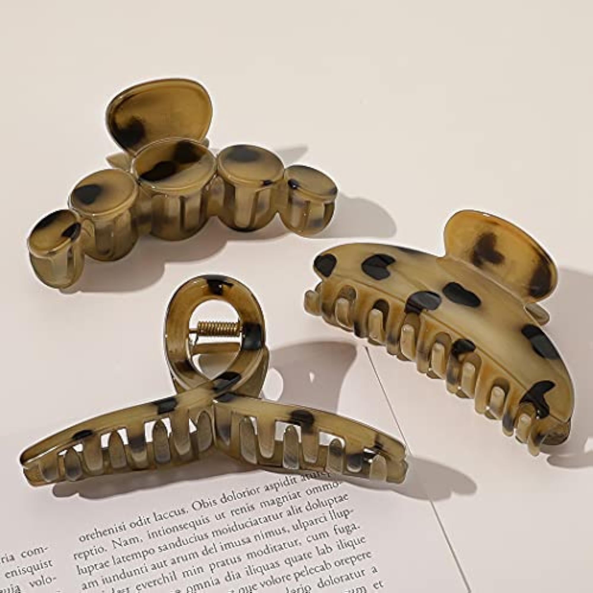 Fashion Hair Claw Clips, Pack of 4 Durable Large Interlocking Teeth