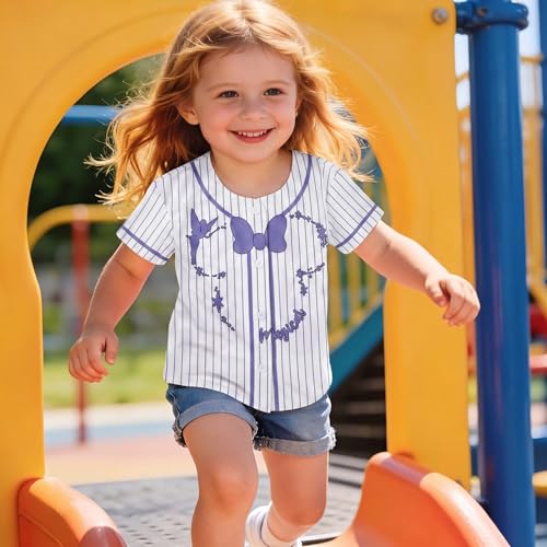 Image of Hawaiian Baseball Jersey for Toddler Girls Summer Vacation Theme Park Outfit Short Sleeve Button Down Shirt