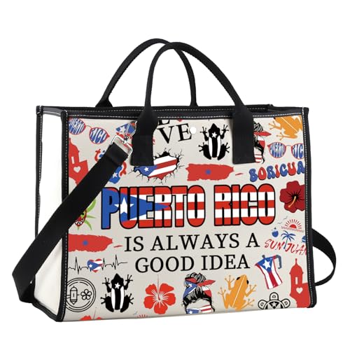 Bolsa de compra Puerto Rico con diseño de flor y coquí miniatura 1
