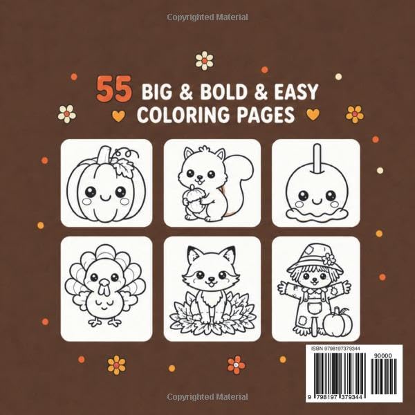 Cute Fall Days: Bold & Easy Coloring Book For Adults and Teens Featuring Cute Kawaii Fall Designs for Relaxation and Stress Relief (The Cute Seasons Kawaii Coloring Collection) image 3