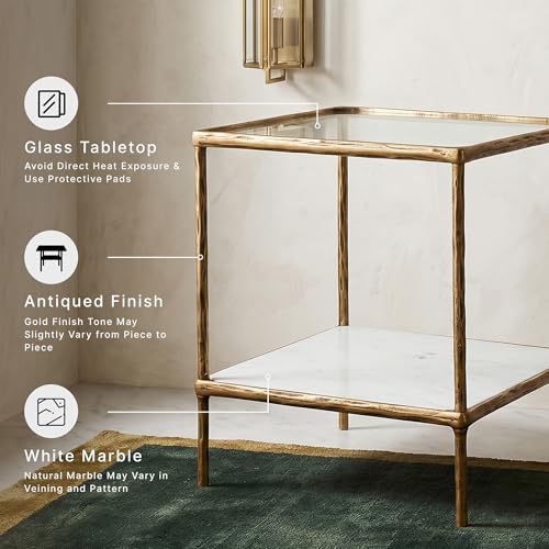 Signature Design by Ashley Ryandale Square End Table, Brass Glass & Marble - image 4