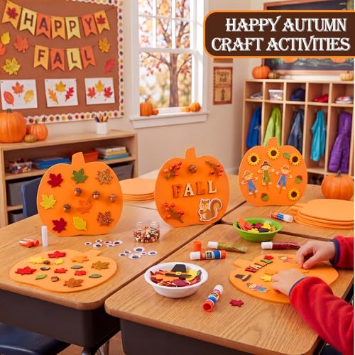 Image of Ireer 48 Pcs Large Foam Pumpkin Cutouts 6 Inch Halloween Crafts Cutouts Fall Bulletin Board Decorations for Fall Craft Project Supplies Halloween Party Chalkboard Wall Decor