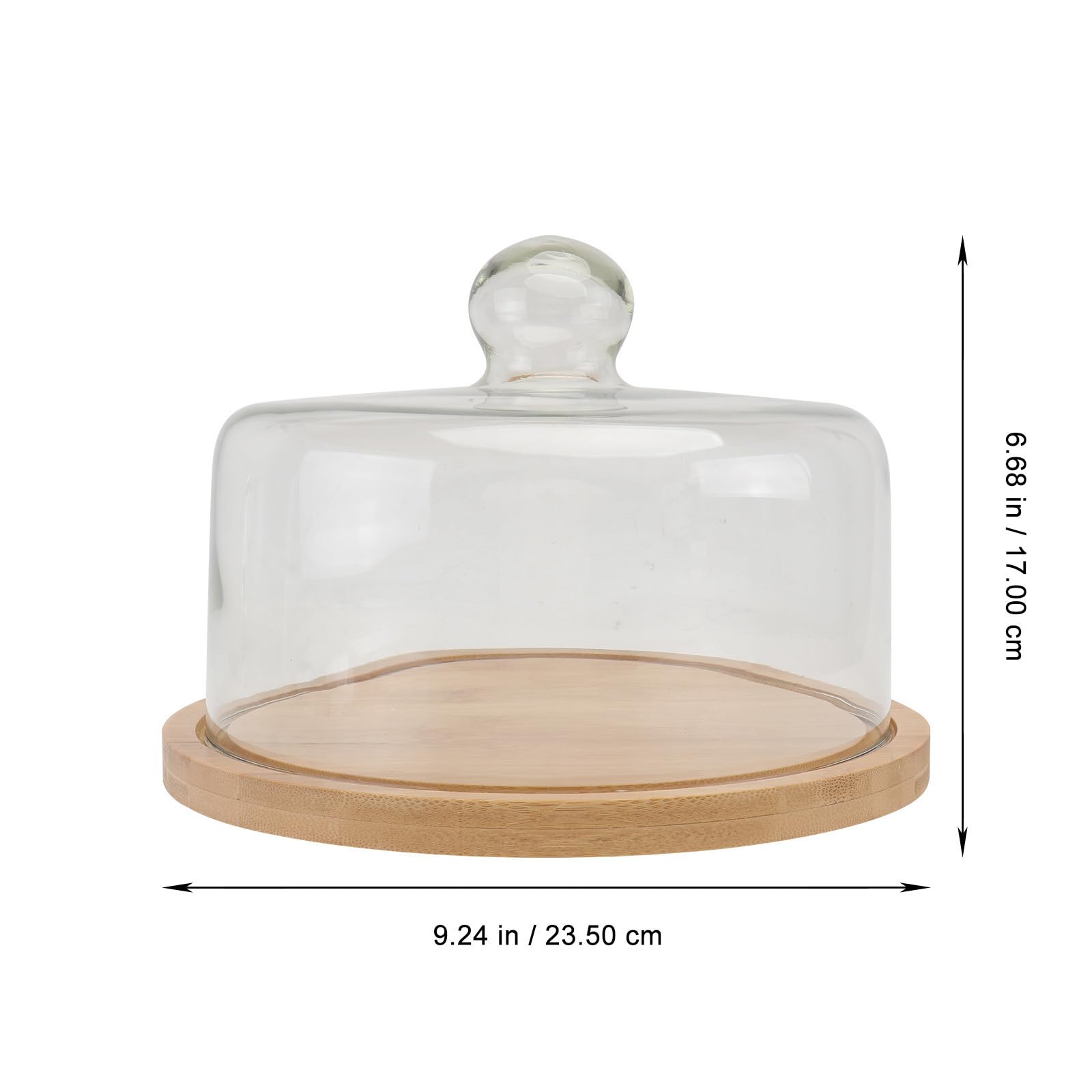 Zerodeko Set per Dolci Vassoio Girevole in Bamboo e Coperchio in Vetro Trasparente, per Mantenere Puliti Snack e Pasticceria in Occasione di Housewarming