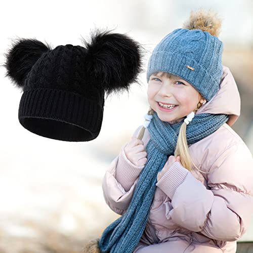 Winter Knit Baby Hat Twisting Warm Beanie for Boys Girls Infant Toddler Baby Beanie with Pompom4