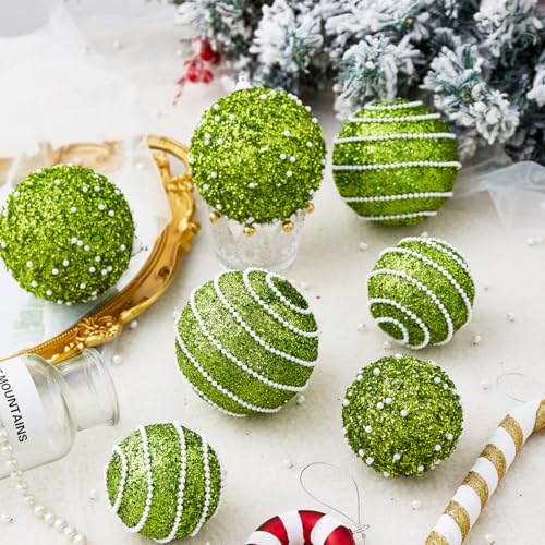 Green Christmas Ball Ornaments, Christmas Ball Decorations Shatterproof Plastic Hanging Pearl Balls for Holiday Party(70mm/2.76", 12ct) - image 5