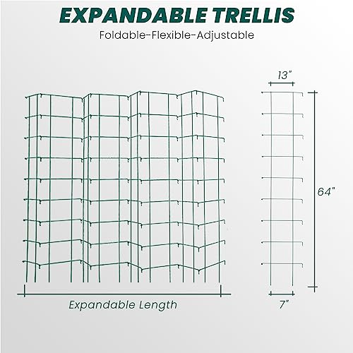 Ceed4U Pea Cucumber Climbing Trellis Outdoor, 64In Height Folding Metal Plant Support With 328Ft Garden Twist Ties, Garden Trellis Cages For Cucumber Tomato Flowers Vegetables, Green #TOP3