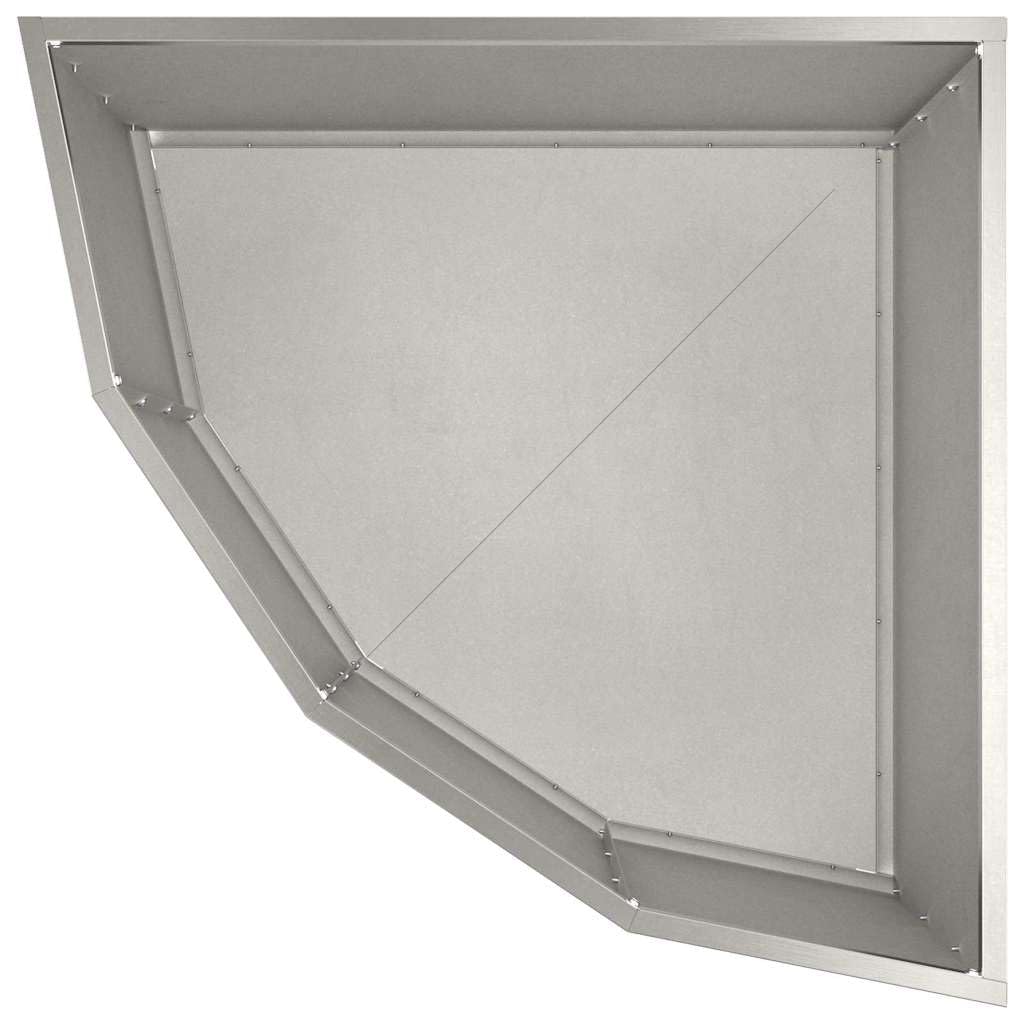 Sadzarka narożna, srebrna, 60 x 60 x 35 cm, ze stali nierdzewnej, podwyższona grządka do ogrodu, na taras, balkon, wytrzymała metalowa donica, nowoczesne wzornictwo, łatwy montaż