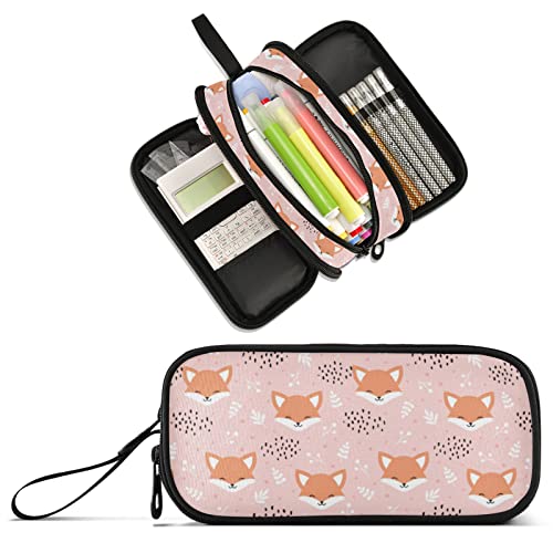 Image of Fox Large Capacity Pencil Case Pencil Pouch Pen Box | 3 Compartment Large Storage Pencil Bag for Adults School Office Teen Girl Boy Men Women