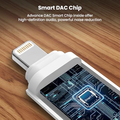 Image of A18X Lighting to 3.5mm Headphone Jack Adapter Stereo Audio Lighting Aux Earphone Dongle with Hi-Fi DAC Chip, 16bit /48kHz, Compatible with iPhone 14 /13 /12 /11 /XS (White) (White)