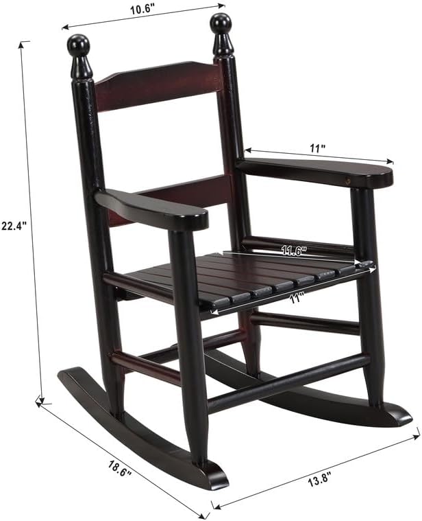 Durable ESP Children's Oak Rocking Chair, Indoor Outdoor Dual Use Toddler Rocker, Sturdy Safe Smooth Curved Design, Weather Resistant for Bedroom, Garden, Patio, Backyard and Balcony