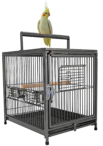 Image of Deluxe Portable Wrought Iron Bird Travel Parrot Vet Carrier Cage Prevent Beaks Out Pet Products for Parrots Conures Cockatiel Amazon African Grey