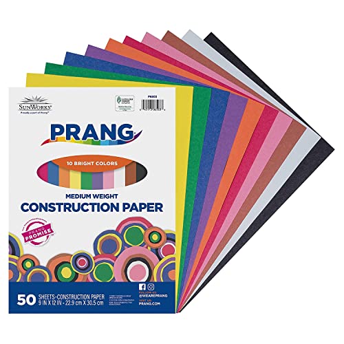 Sunworks 6503 Construction Paper, 58 Lbs, 9 X 12, Assorted, 50 Sheets/Pack #TOP1