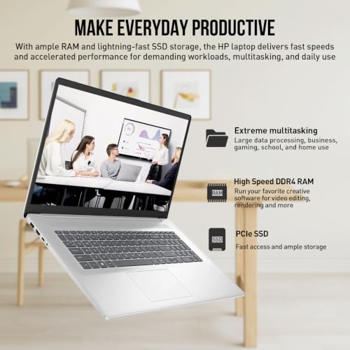 Image of HP 17 Inch Laptop Computer, 17.3 inch FHD IPS Business Laptop PC, Intel Core 7 (> i7-1355U, 10-Core), Windows 11 Pro, Customized 16GB /32GB /64GB RAM + 512GB /1TB /2TB SSD, Number Pad, Wi-Fi 6, Glacier Silver