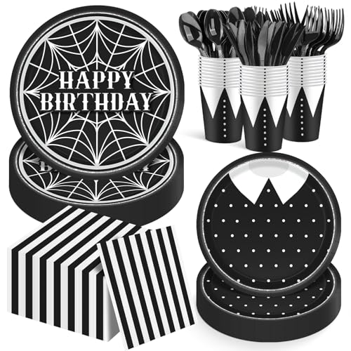 168Pcs Birthday Decorations, Include Plates Napkins Cups Knives Forks Spoons, Serve 24