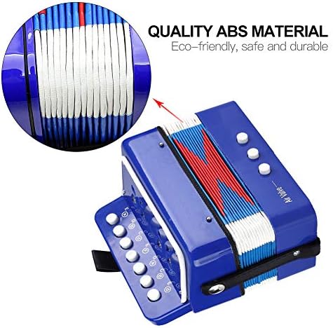 Button Accordion, 7 Keys 2 Bass Kids Accordion Educational Musical Instrument Rhythm Toy