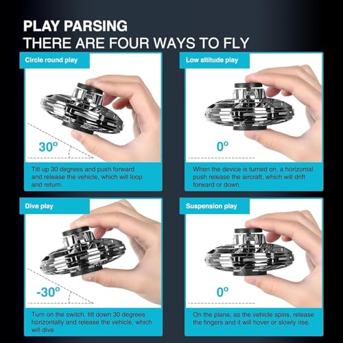 Image of Mini Flying Toys Spinner for Kids - LED UFO Boomerang Toy, Hand Controlled Flying Ball, Rechargeable Light Spinner Ball, Toy Drone Indoor Outdoor