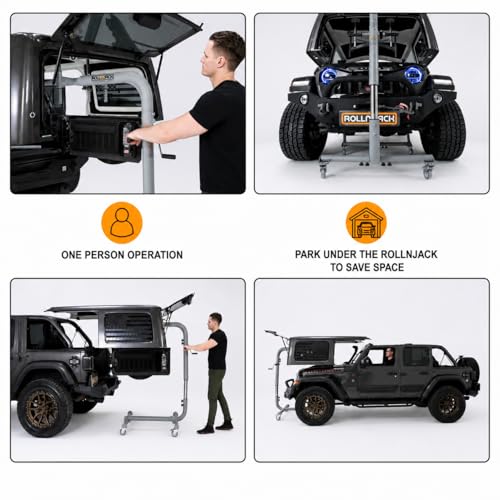 Image of Hard Top Remover Lift for Jeep Wranglers: 1997-to-Present JK JKU JL JLU TJ CJ, 2&4 Door Lifted Jeeps, 4 Door Bronco. Easy Assembly. One Person System. Hardtop Removal /Installation in Minutes. Patented
