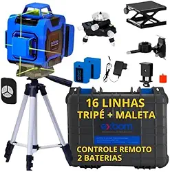 Nível Laser 16 Linhas Profissional, Com Tripé, Maleta, Controle Remoto, 2 Baterias