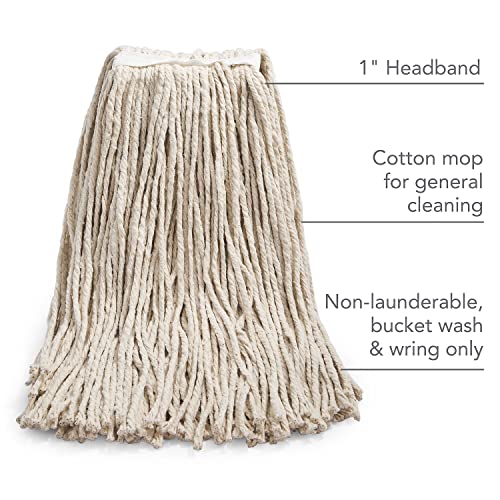 Image of Coastwide Professional Cut-End Wet Mop Head, #24, Cotton, White | 1 inch headband for facility wet mopping and floor cleaning.